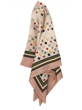 Designer Inspired Monogram Print Large Scarf Square Hair Neck Bag Wrap